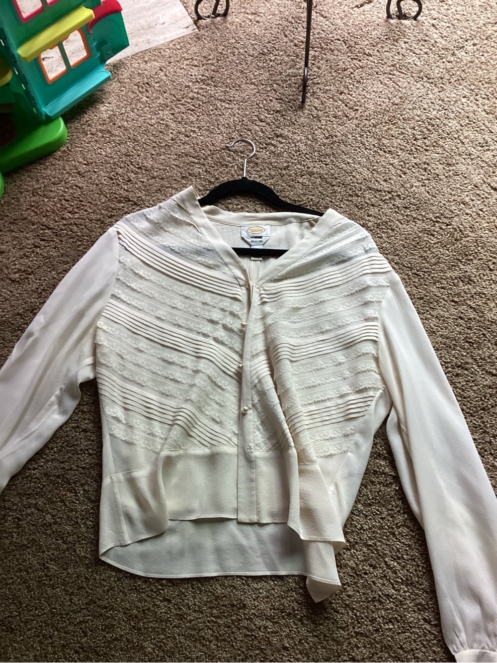 Talbots Ivory Lace Pintuck Button-Front Blouse